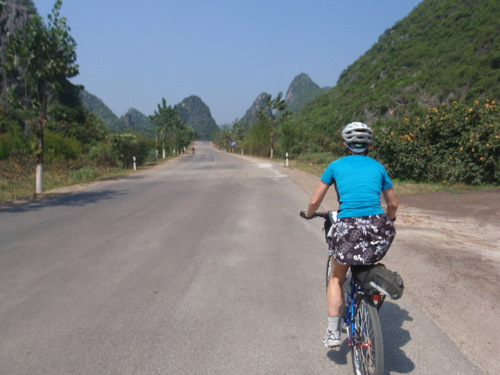 Terry Struck bicycle touring in China.